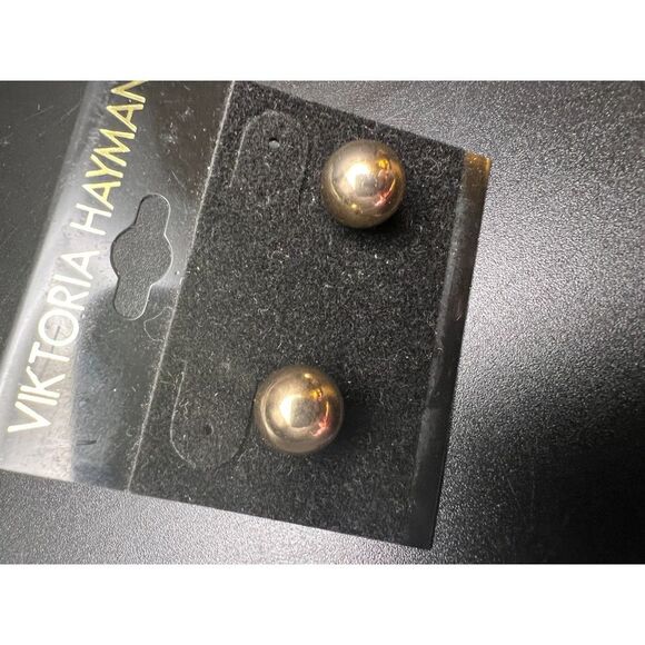 Viktoria Hayman Gold Ball Earrings - Picture 3 of 4